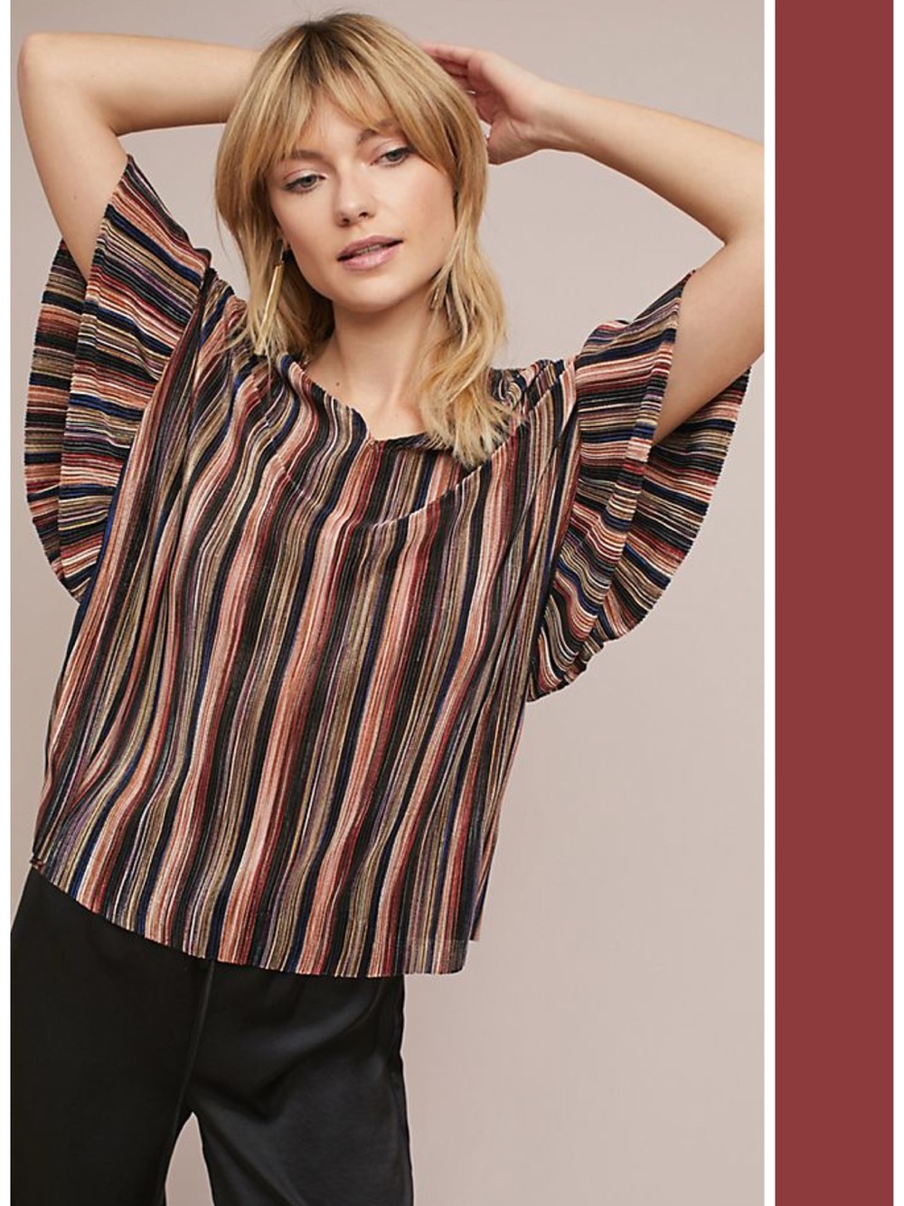 Anthropologie Vanessa Virginia Bienville Metallic Stripe Top Size XS EUC